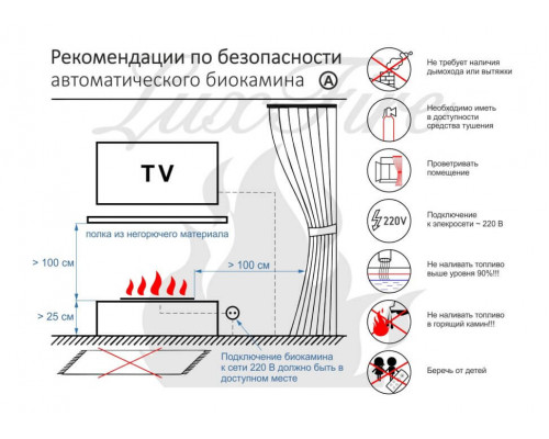 Автоматический биокамин Lux Fire Smart Flame 1900 RC